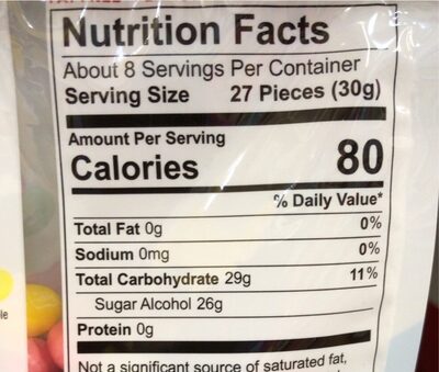 Sugar free official - Nutrition facts