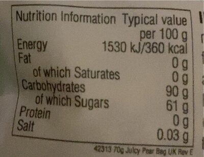 Juicy pear - Nutrition facts