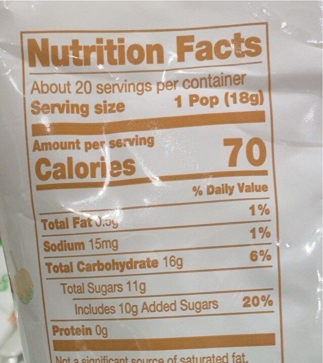Caramel Apple Pops - Nutrition facts
