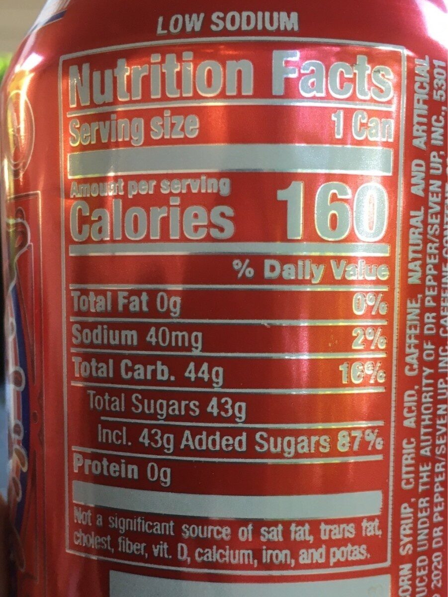 Big Red Soda - Tableau nutritionnel - en