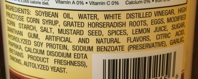 Zesty Deli Horseradish Sauce - Ingredients