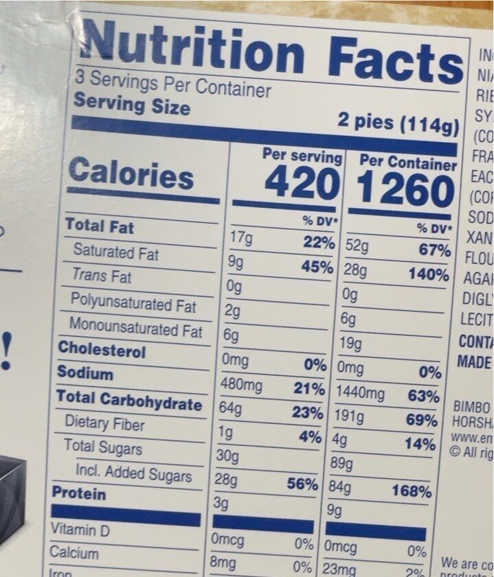 mini apple pies - Nutrition facts