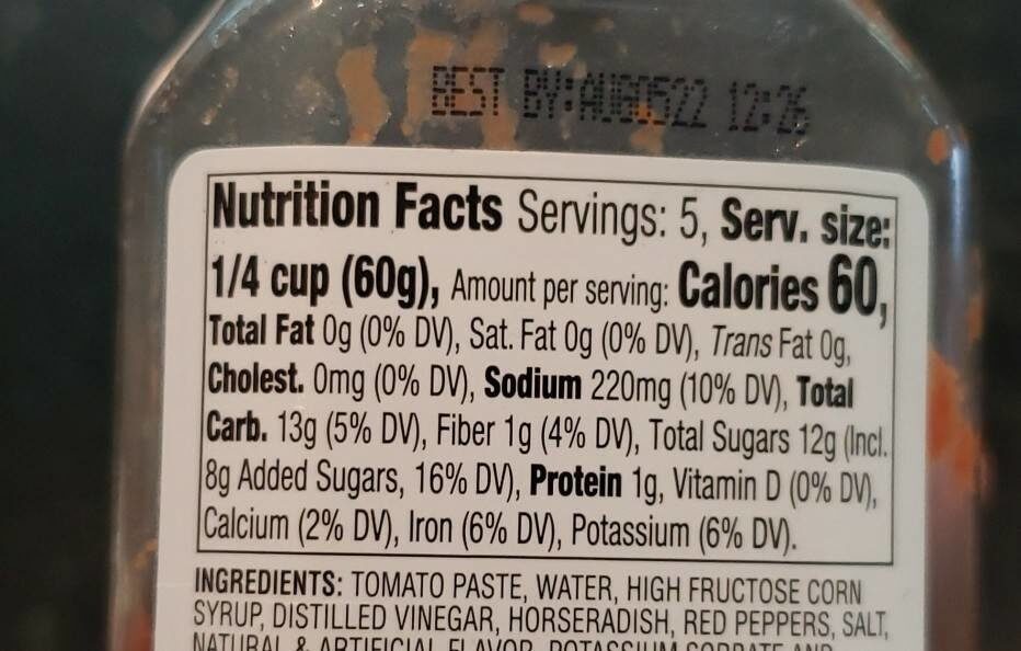 Bold and Spicy Cocktail Sauce - Nutrition facts