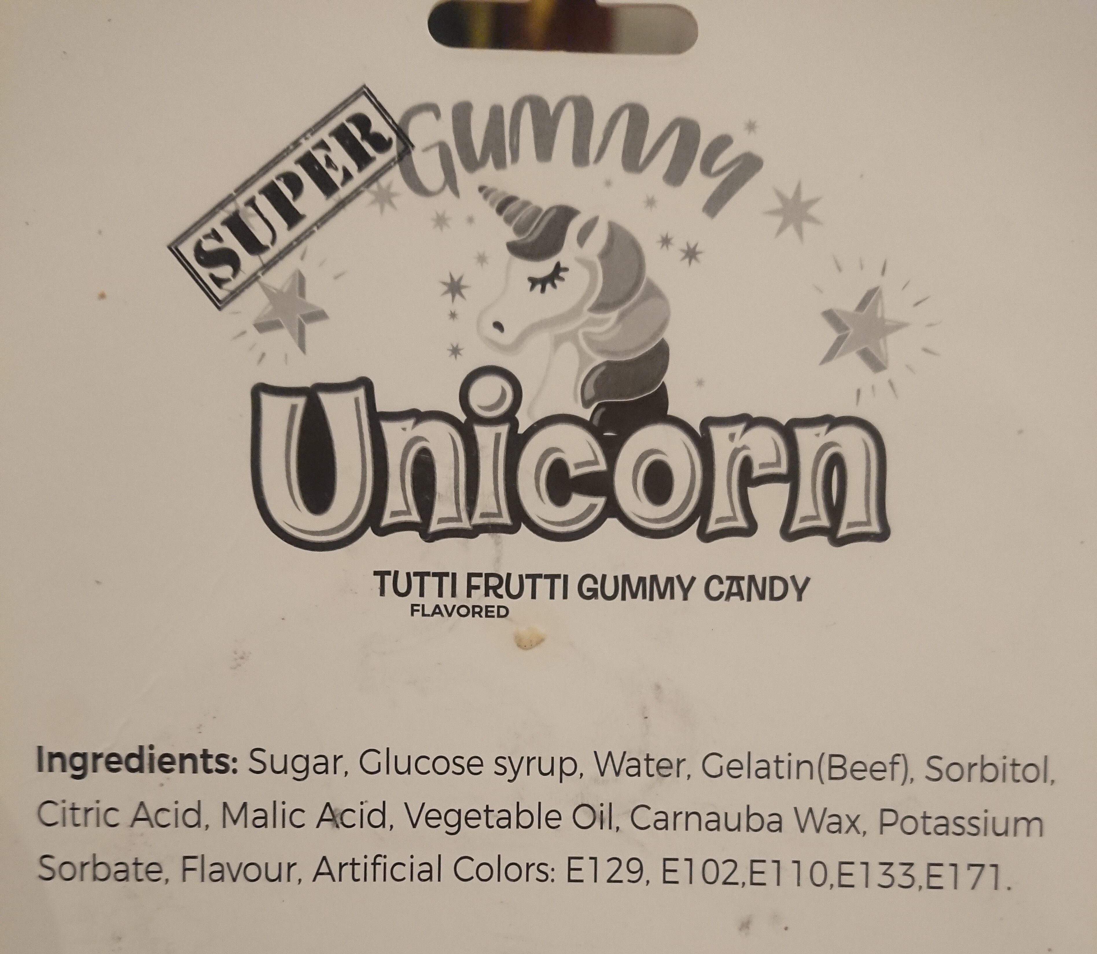 Super gummy unicorm - Ingredients