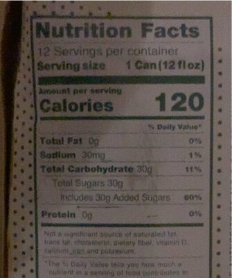 Ginger Ale - Nutrition facts