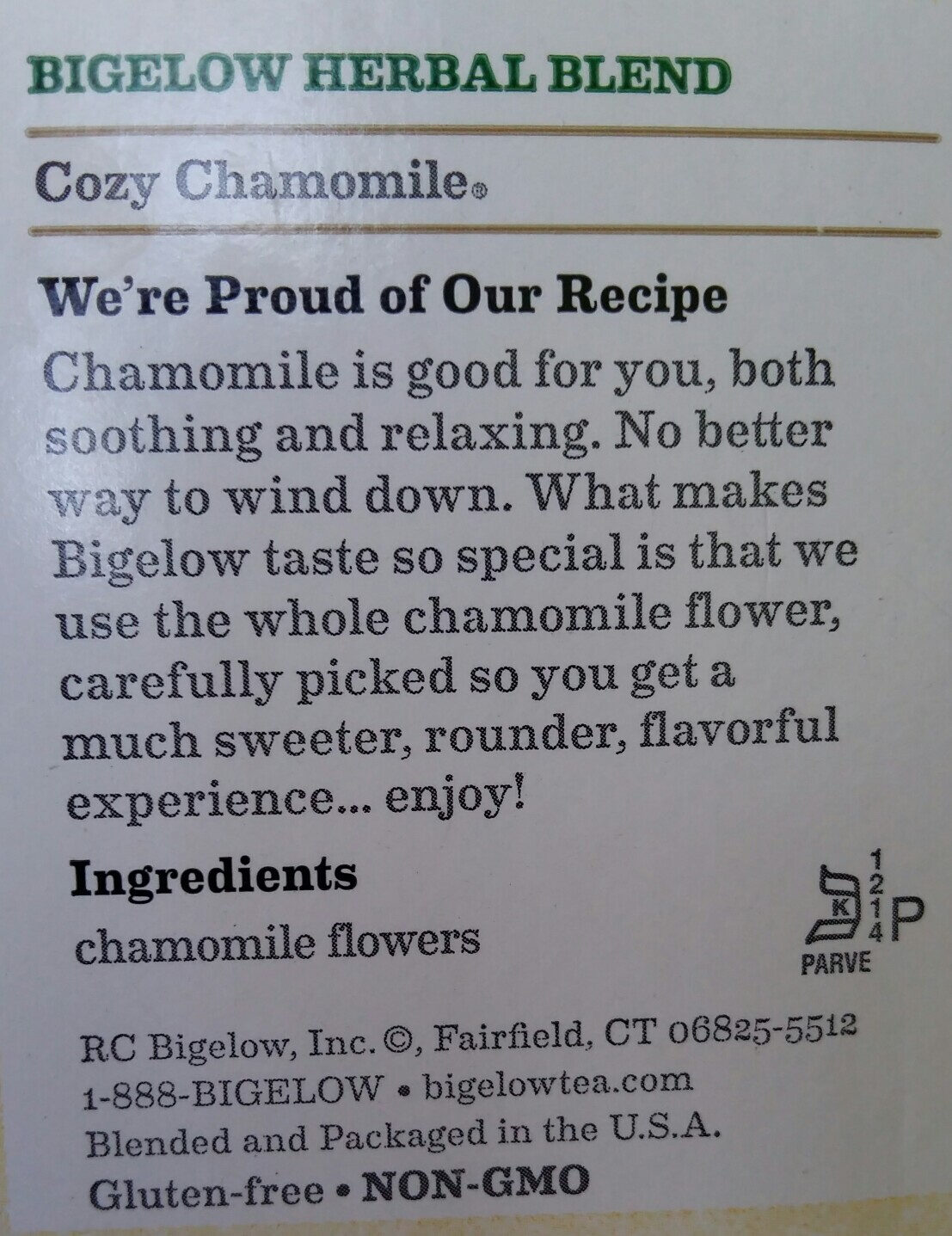 Cozy Chamomile herbal tea - Ingredients