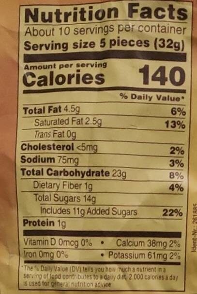 Chewy caramels - Nutrition facts