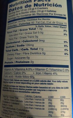 Soda crackers - Nutrition facts