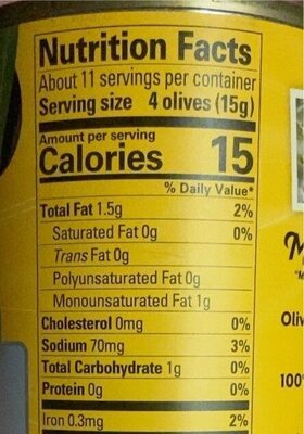 Reduced Sodium Large Pitted Ripe Olives - Nutrition facts