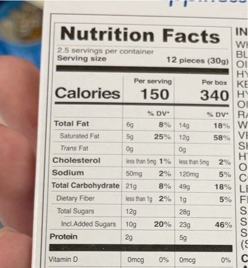 Cookies & cream covered biscuit sticks - Nutrition facts
