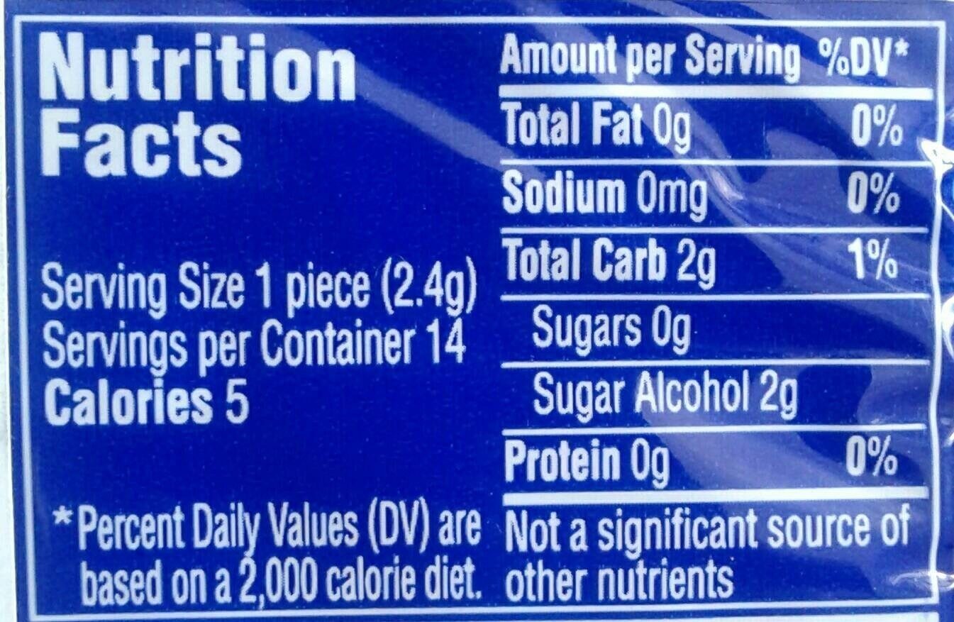 Airheads Blue Raspberry Gum - Nutrition facts