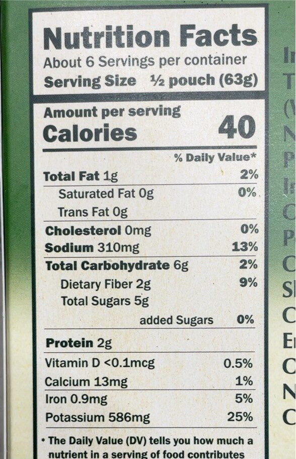 Pizza sauce - Nutrition facts