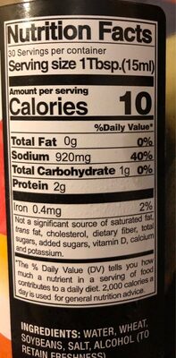 Naturaly Brewed Soy Sauce - Nutrition facts
