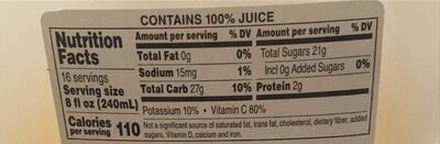 100% Orange Juice - Nutrition facts