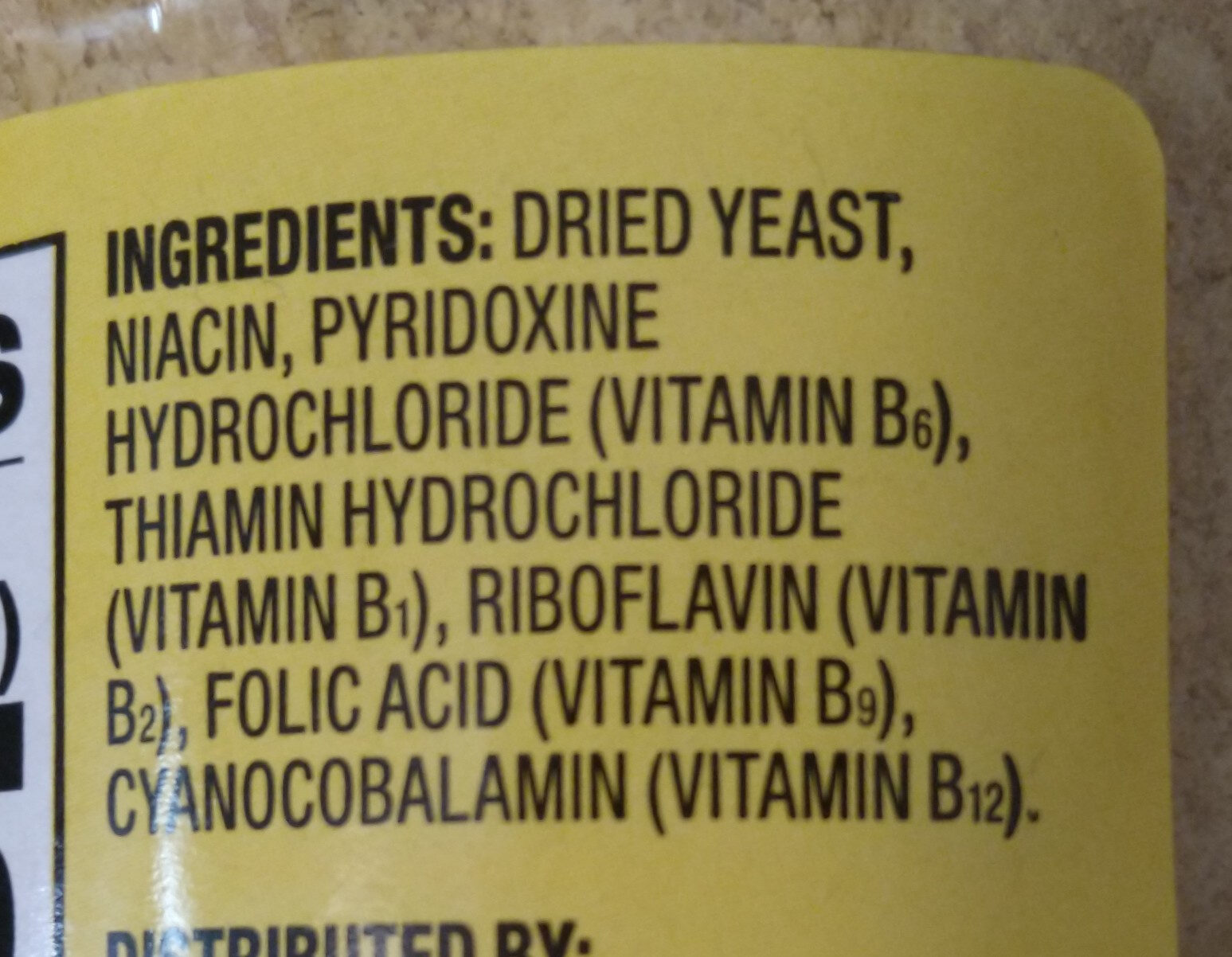 Nutritional Yeast - Ingredients