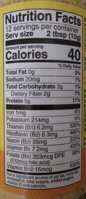 Nutritional Yeast - Nutrition facts