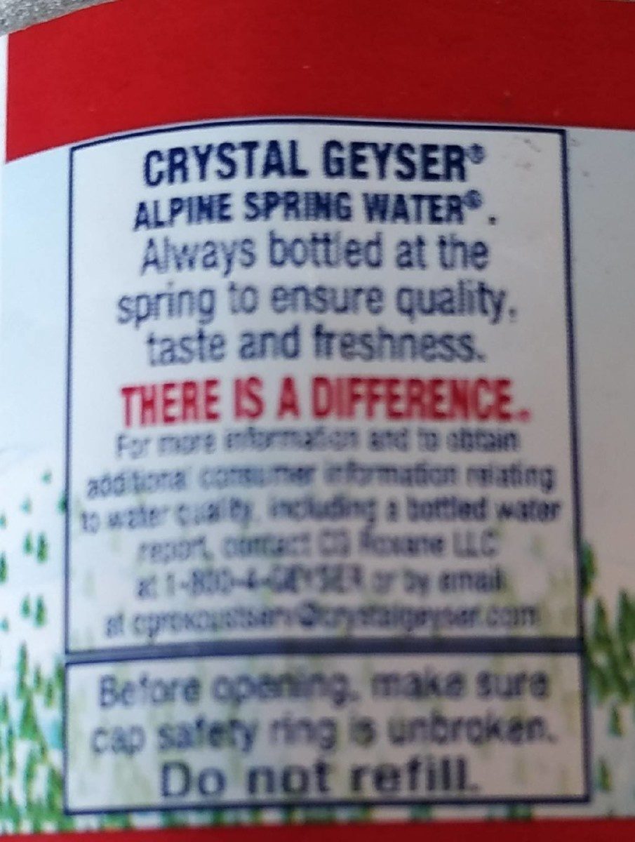 Crystal Geyser Spring Water - Ingredients - fr