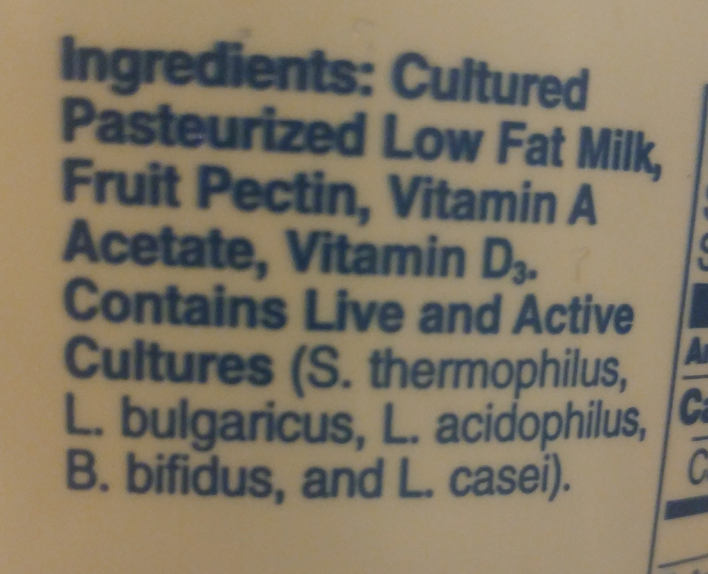 Lowfat yoghurt - Ingredients