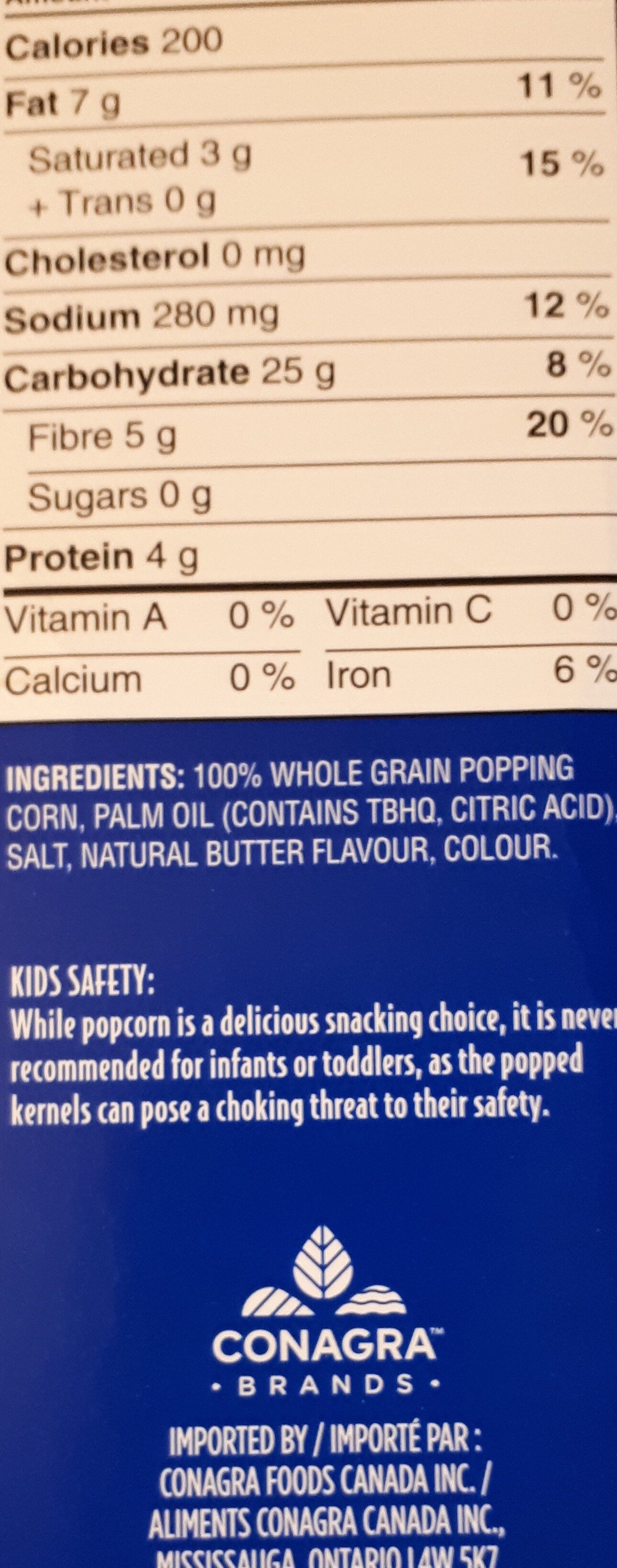Pop-corn - Ingredientes - en
