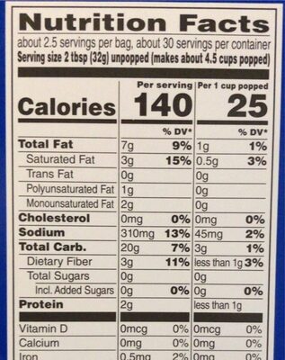 ACT II Butter Lovers Popcorn, 33.016 OZ - Nutrition facts