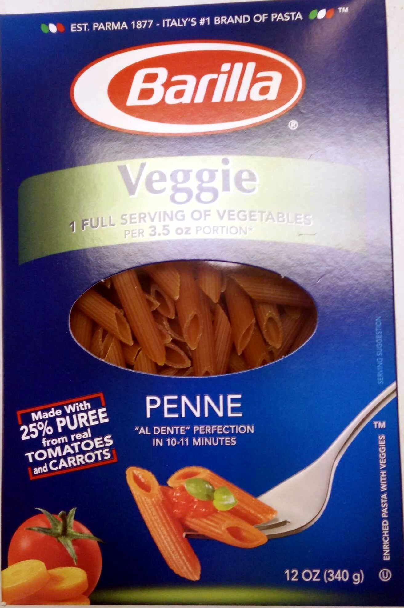 Enriched pasta with veggies, penne - Product