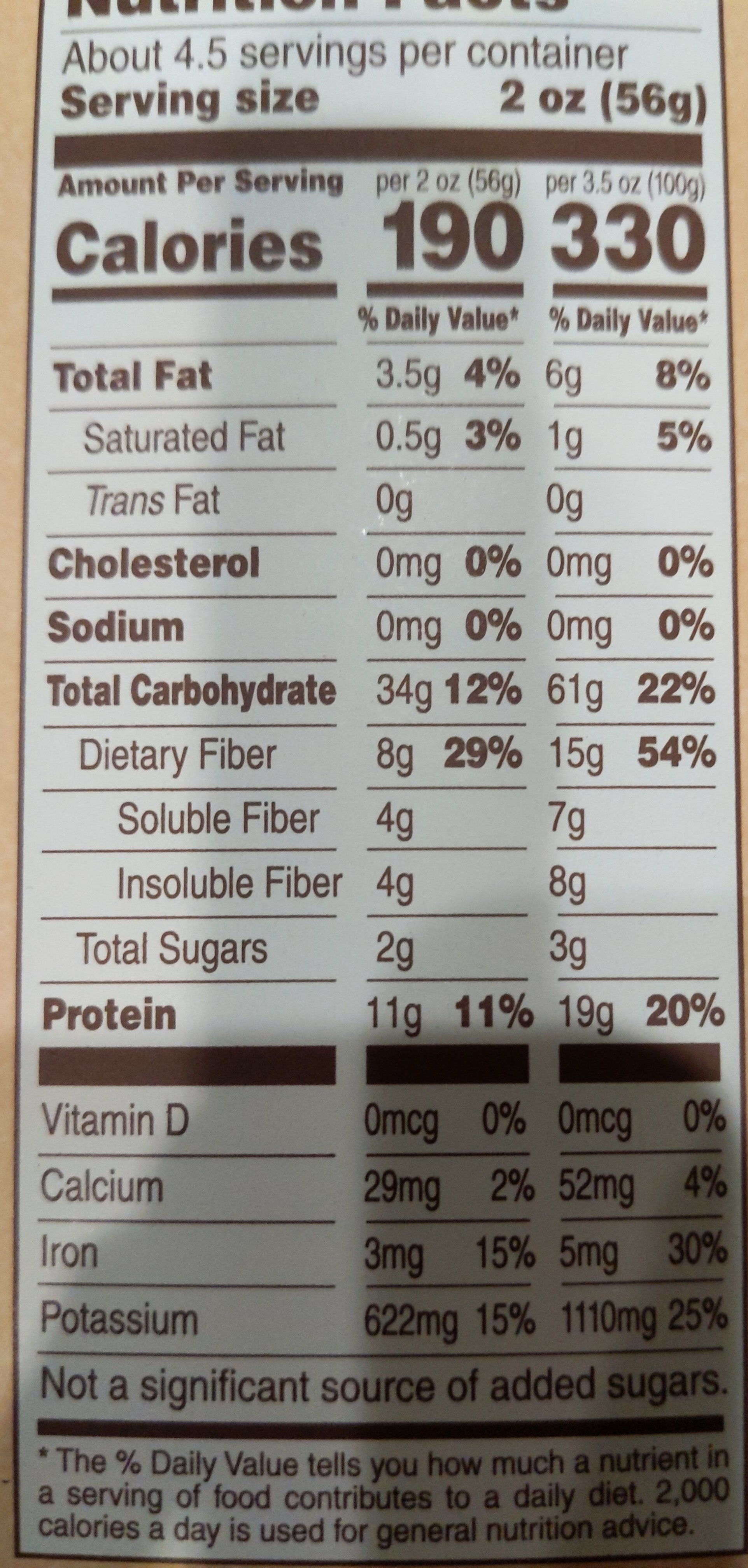Chickpea Rotini - Nutrition facts
