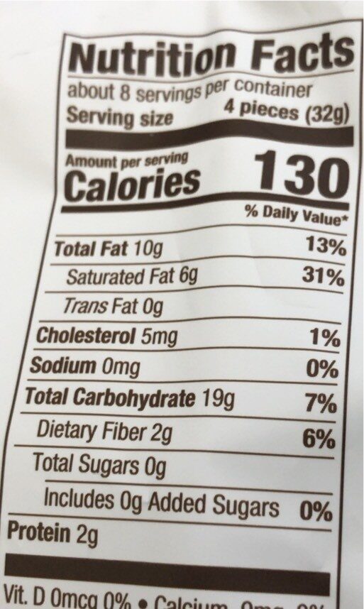 Sugar free assorted miniatures with stevia - Nutrition facts