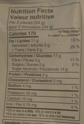 No Sugar Added Pecan Delights - Tableau nutritionnel - en