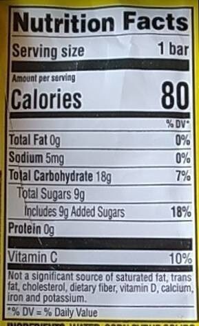 minion popsicle - Nutrition facts