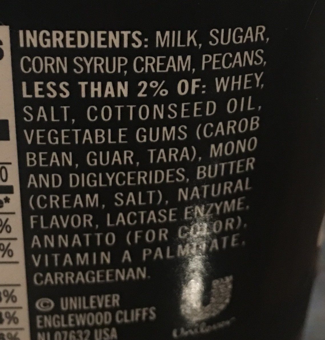 Butter Pecan Ice Cream - Ingredients