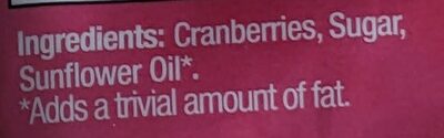 Sweetened Dried Cranberries - Ingredients