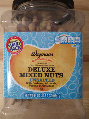 Calories in Wegmans Deluxe Mixed Nuts Unsalted