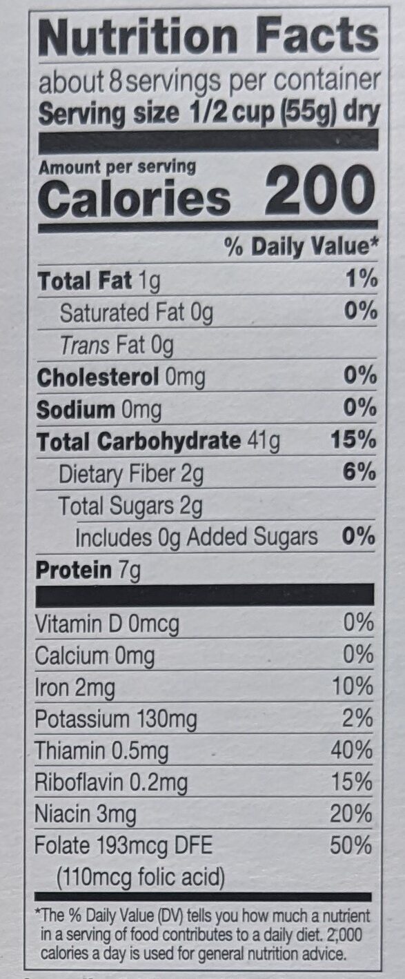 Rings - Nutrition facts