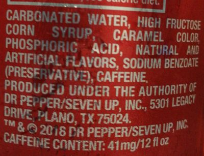 Dr. Pepper - Ingredients