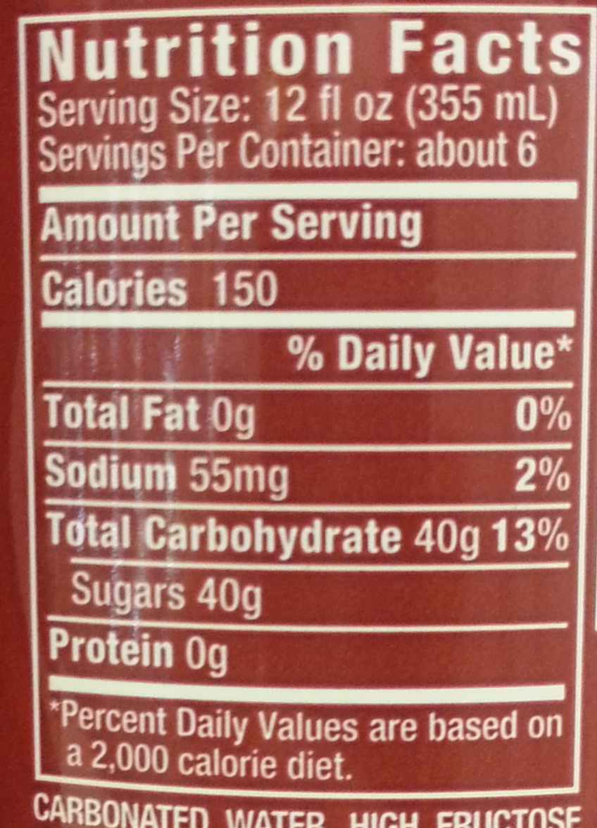 Dr Pepper - Información nutricional - en
