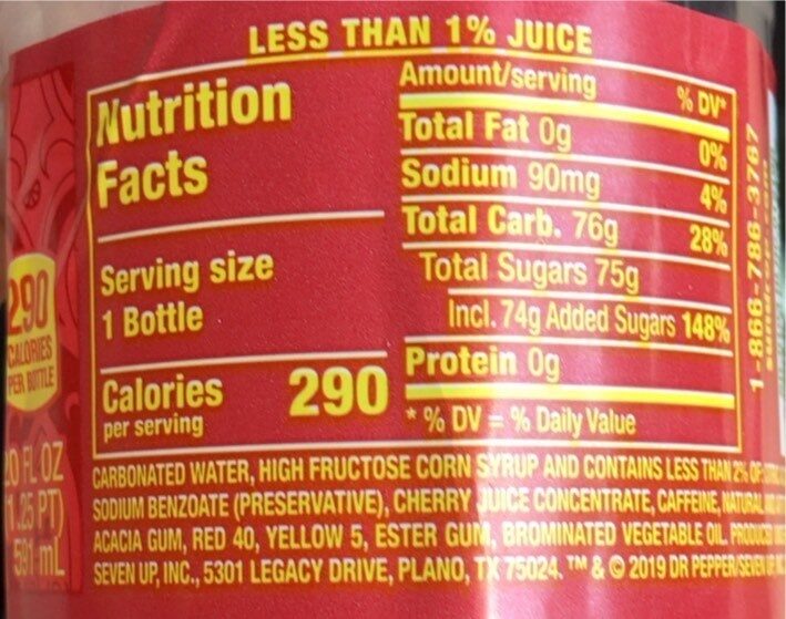 Cherry lemon citrus soda - Nutrition facts