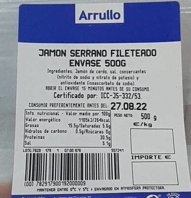 Jamon Serrano Arrullo - Product - es