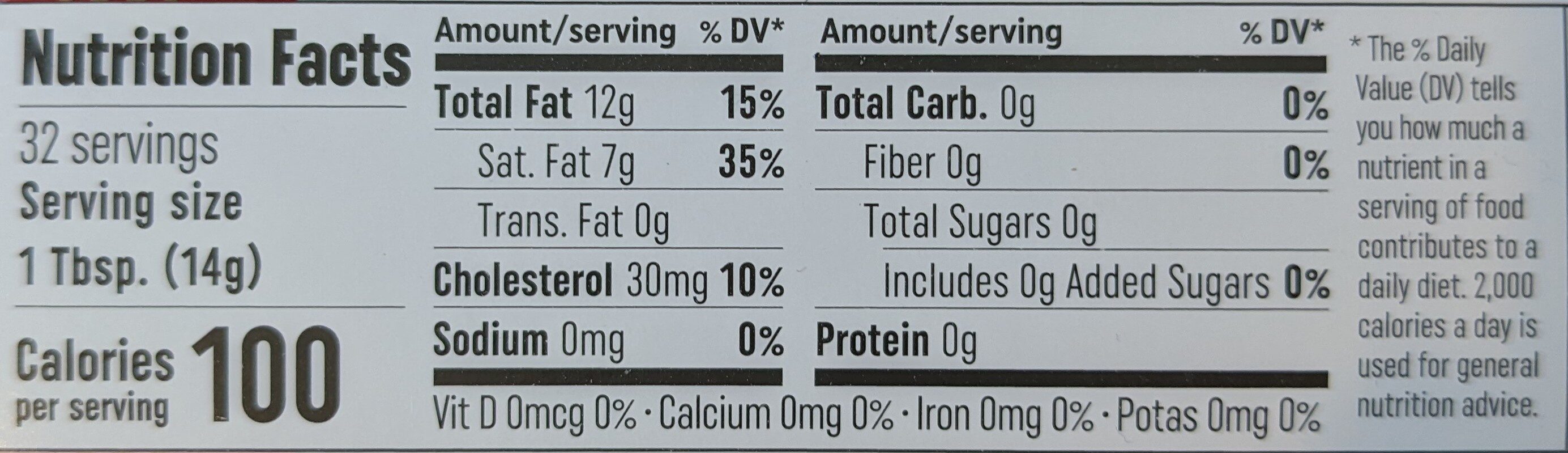 Natural Creamery Butter - Nutrition facts