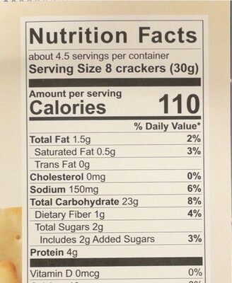 Baking co - Nutrition facts