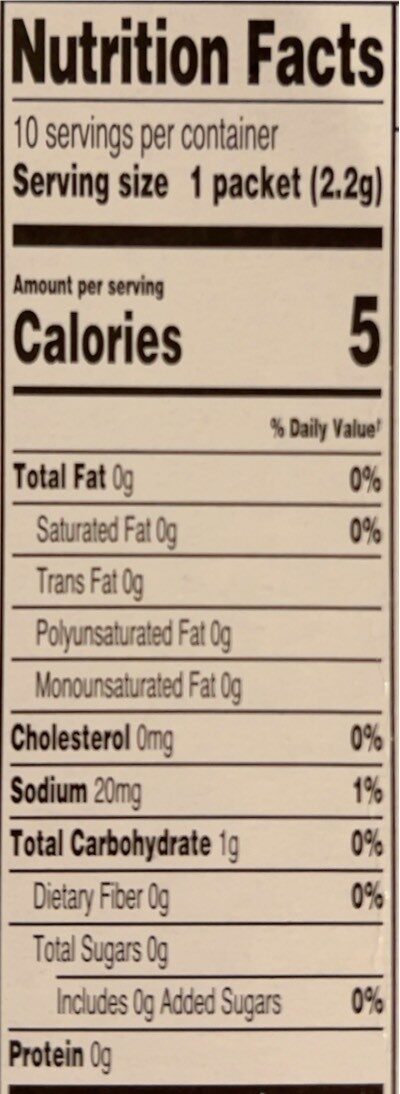 Tropical flavors - Nutrition facts