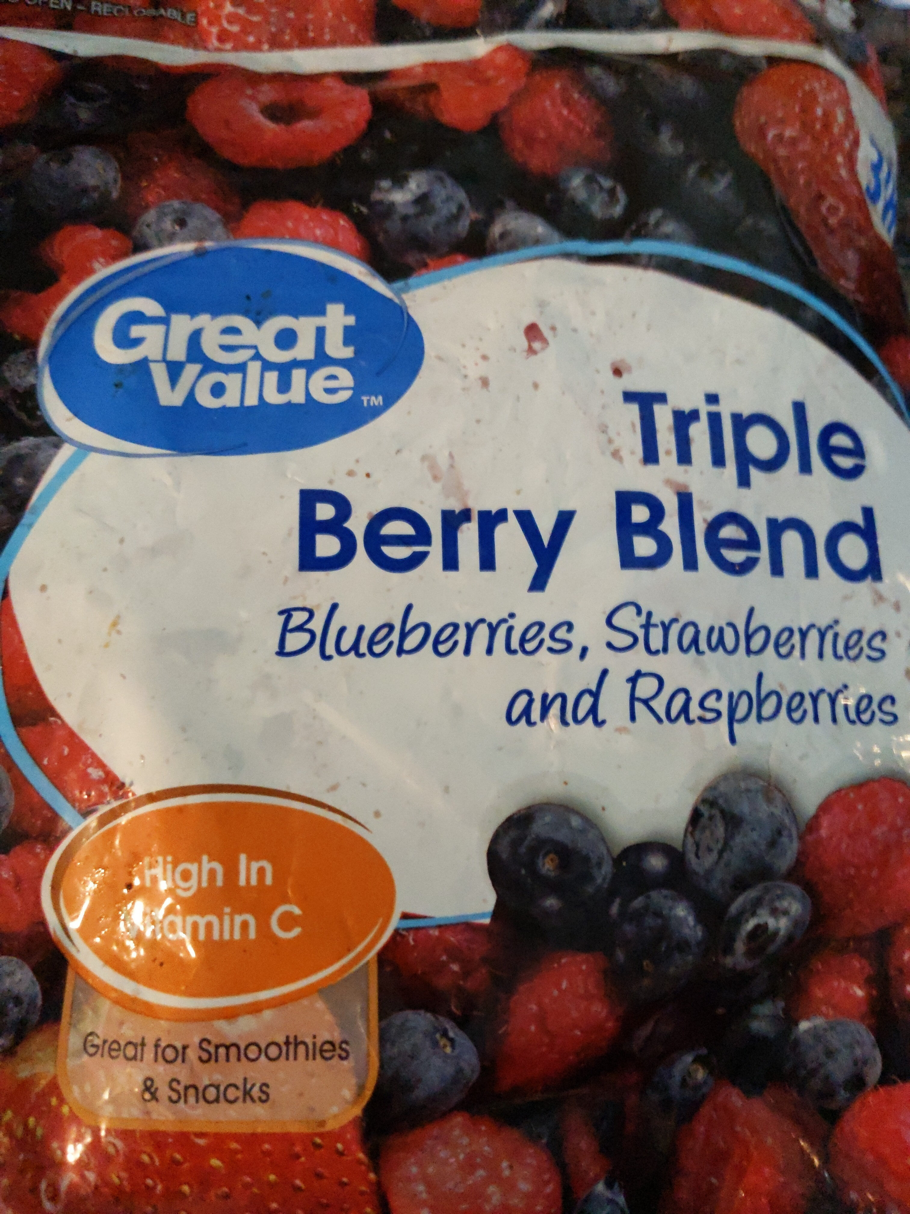 Great Value Triple Berry Blend, Frozen, 48 oz - Producto - en