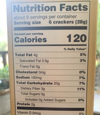 Woven Squares, Whole Grain Snack Crackers - Nutrition facts