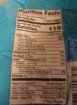 Hot Dog Buns - Nutrition facts