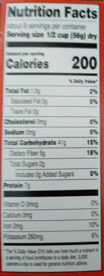 Great Value Whole Wheat Elbows, 16 Oz - Nutrition facts