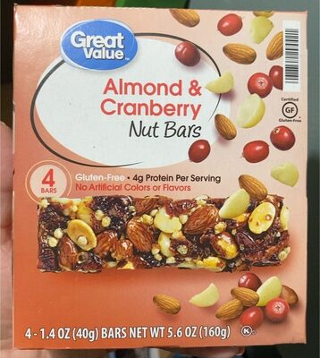 Calories in Great Value Almond & Crandberry Nut Bars