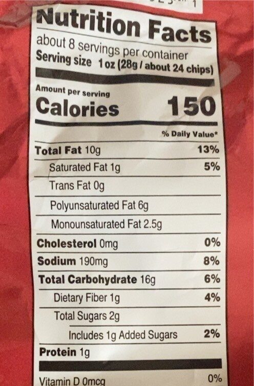 Burnin’ Hot Flavored Potato Chips - Nutrition facts