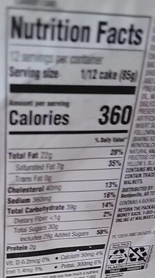 Carrot cake - Nutrition facts
