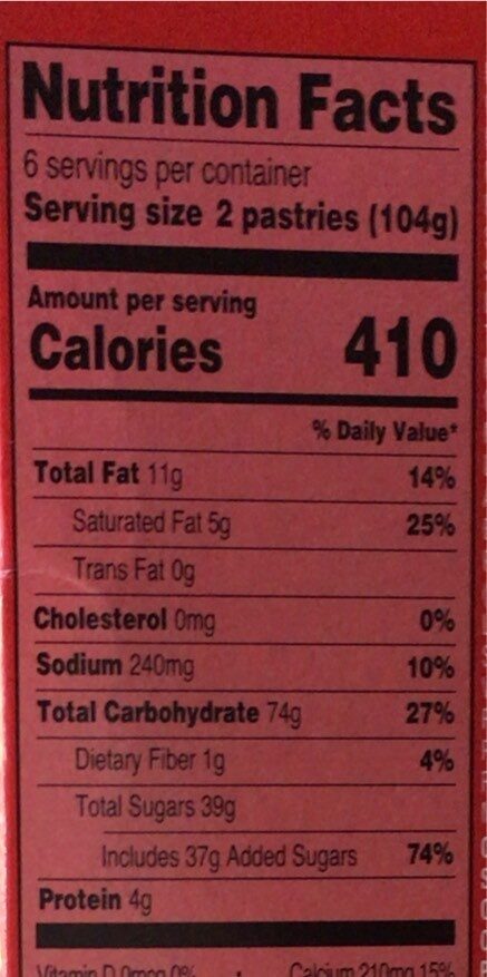 Frosted Brown Sugar Cinnamon Toaster Pastries - Nutrition facts