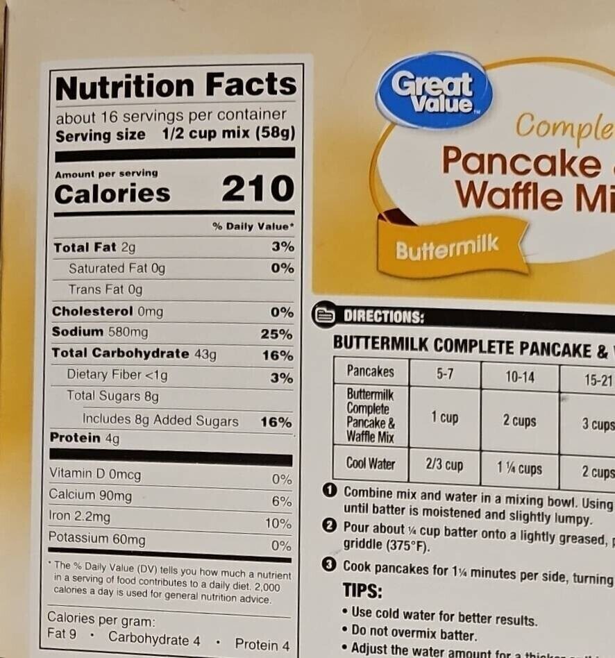 Complete pancake & waffle mix - Informació nutricional - en