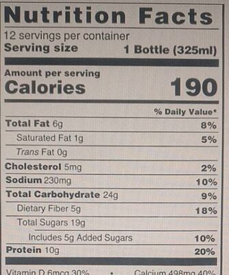 Meal replacement shake - Nutrition facts